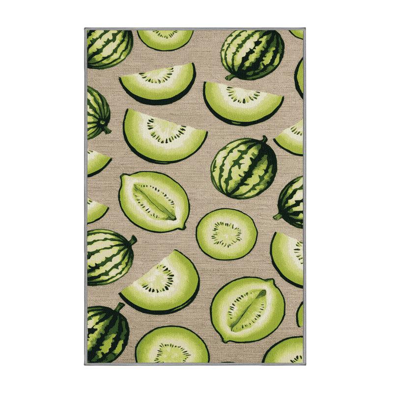  Tapis lavable à motif de fruits miellés, Rectangulaire 2 pi x 3 pi