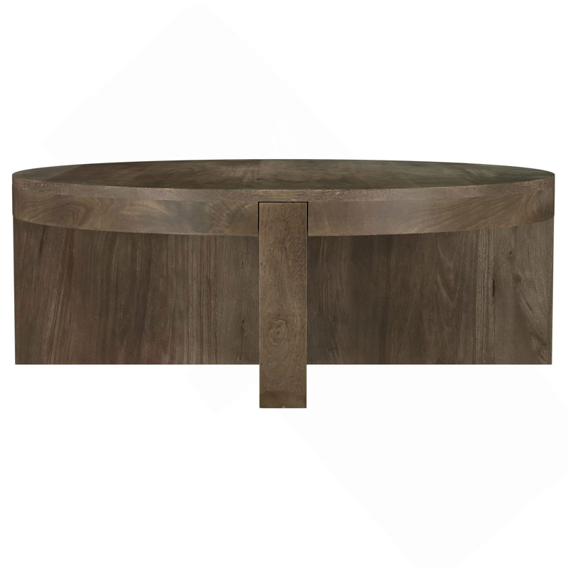 Coffee Table, Brown Round Solid Mango Wood