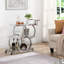 Antu 3-Tier Chrome Glass Mobile Home Serving Bar Cart with Locking Casters-1664088129