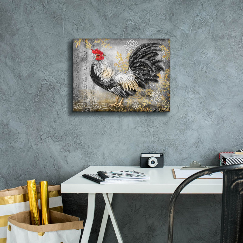  «Gold Lace Rooster B» par Jean Plout, art mural sur toile, 16 po x 12 po