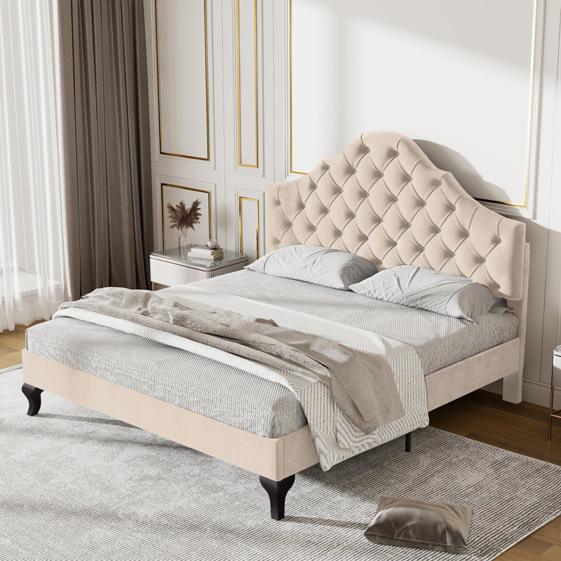 Bed, Beige, Double (4'6)