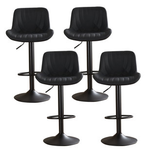 Swivel Adjustable Height Counter Stool With Footrest (Set of 4)