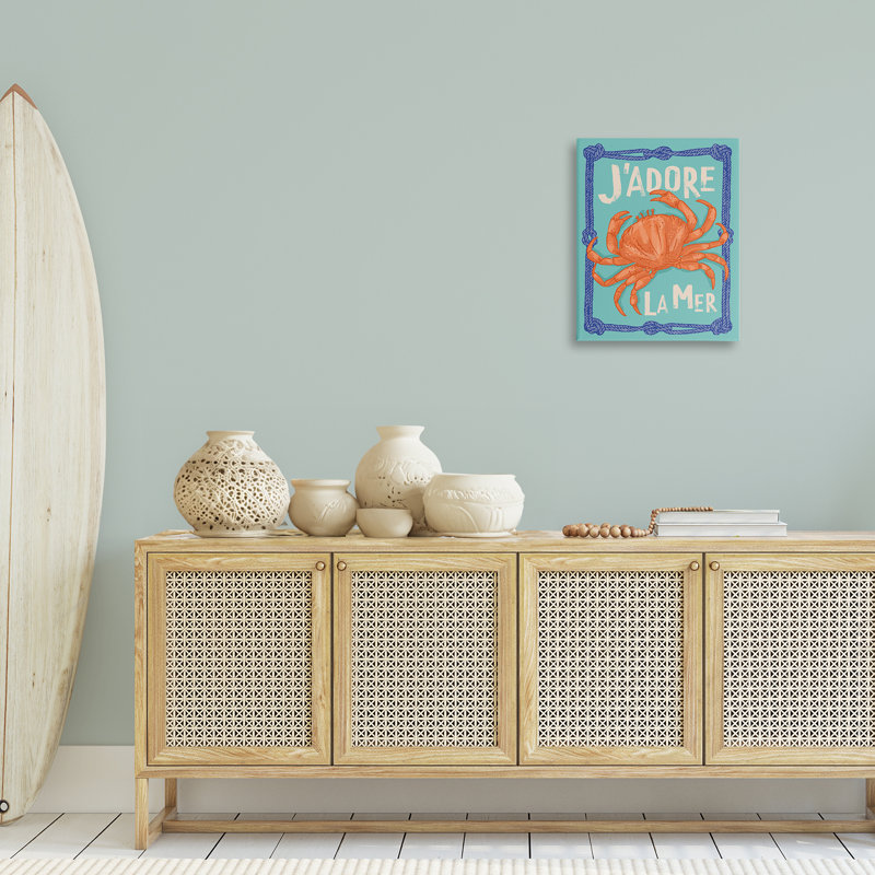  «J'adore La Mer Crab» par Lisa Perry White, H 20 po x l 16 po
