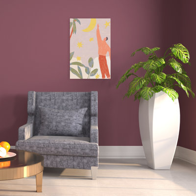«Reaching for the Moon Peaceful Whimsical Abstract Nature Tropical», reproduction d'art murale