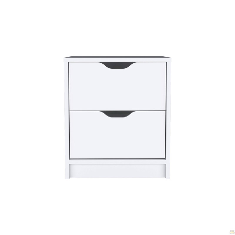 Table de chevet, deux tiroirs, Blanc