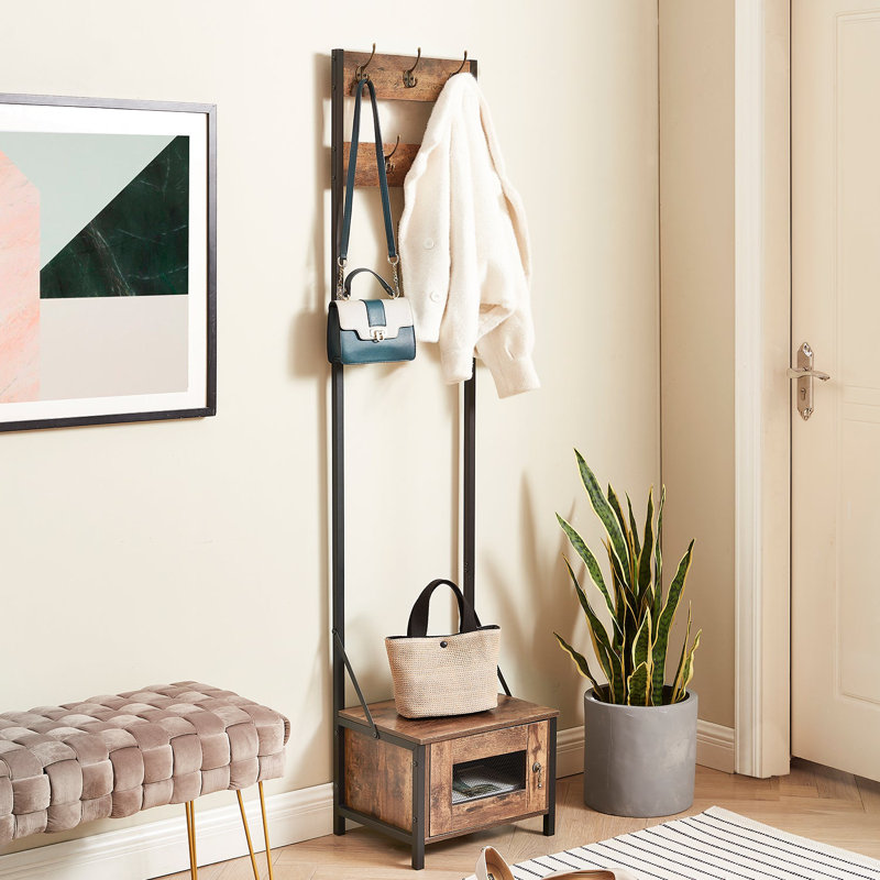 Hall Tree with Shoe Storage Organizer, Entryway Coat Rack, Tall Clothes Stand Freestanding with Hooks for Mudroom, Hallway, Bedroom