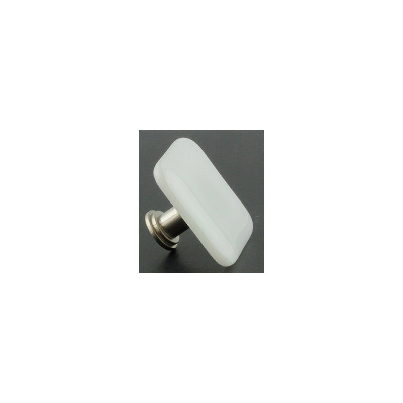 (5 Pack) 1-1/2 inch Handcrafted Glass Knob, White/Satin Nickel