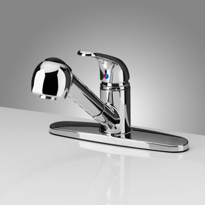 Robinet de cuisine rétractable à poignée simple avec accessoires