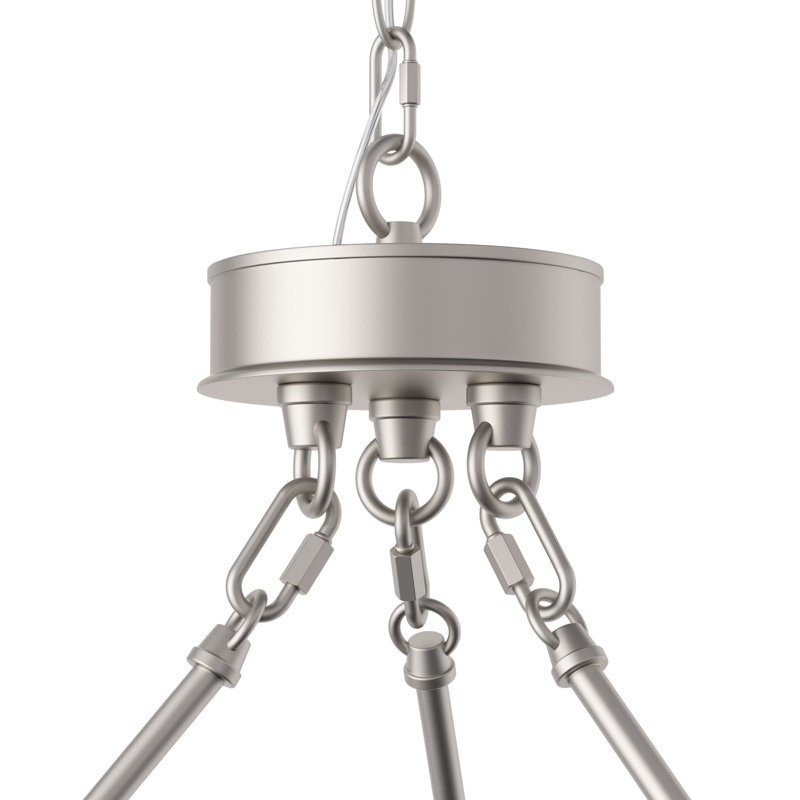 Lustre en roue de chariot 15 lumières Beck, Nickel cendré