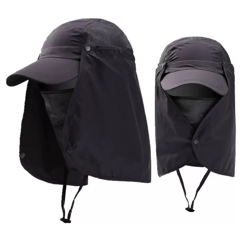 Chapeau de pêche Sun détachable avec protection UV 50+, Gris foncé