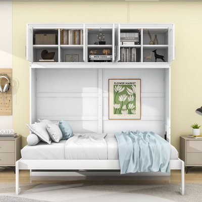 Ludgero Wooden Murphy Bed Wall Bed with Cabinets