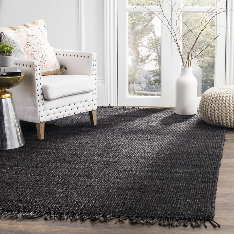 Fitzwater Natural Fiber Hand Woven Jute Solid Color Rug, Rectangle 4' x 6'