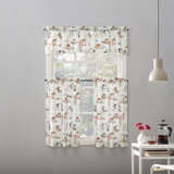 Bessie Coffee Shop Semi-Sheer Rod Pocket Kitchen Curtain Valance and Tiers Set