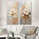 «Beige Simplicity In Petals - Flowers», ensemble de 2 reproductions d'art mural