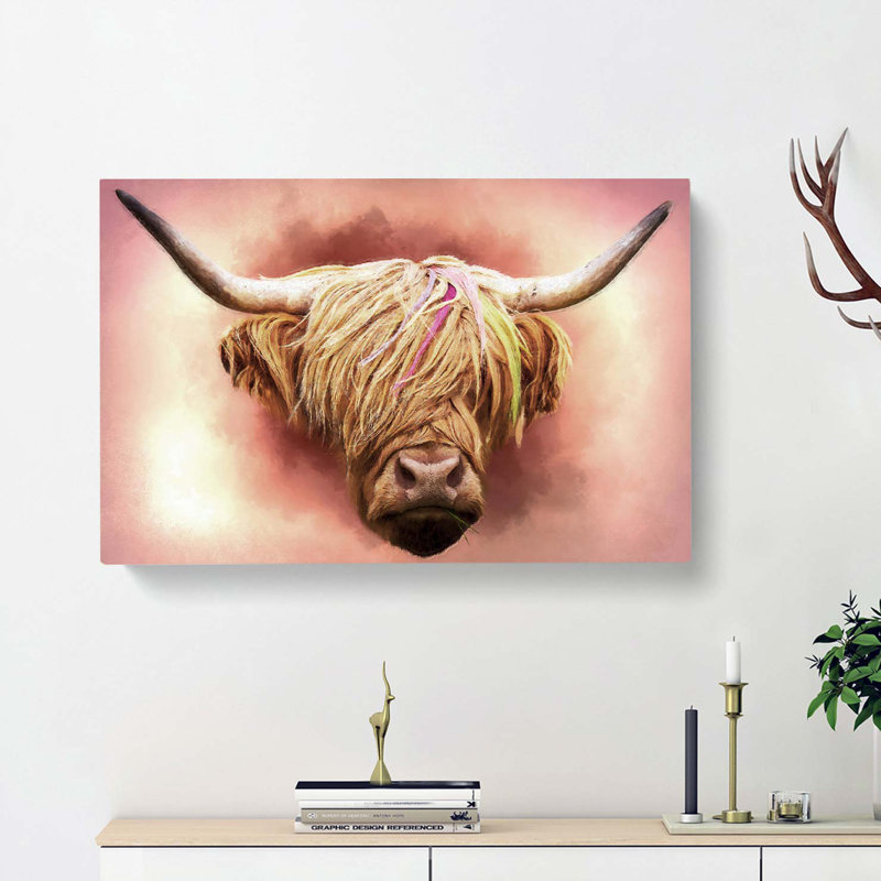 Head Of A Highland Cow In Abstract by Adam BG - Wrapped Canvas Print, 35cm H x 50cm W x 3cm D