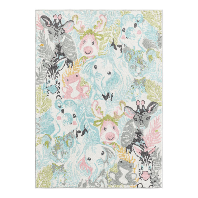 Tapis pour enfant Unique Loom Peekaboo Whimsy, Rectangle 4 pi 1 po x 6 pi 1 po