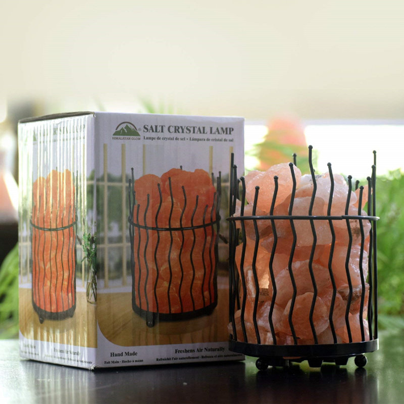 Himalayan Glow Salt Lamp, Pillar Basket with Salt Chunks 7-9 lbs