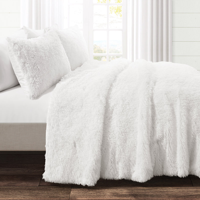 Reyna Microfiber 3 Piece Comforter Set, White, Extra-long Twin + 2 Shams