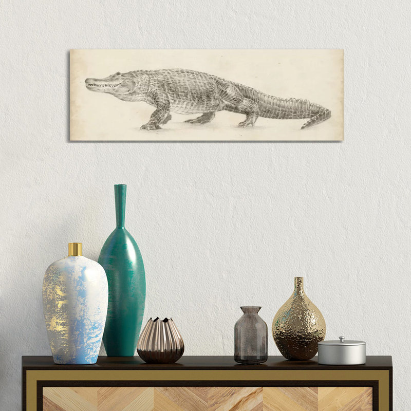 Ethan Harper Alligator Sketch Wrapped Canvas Art, 12" x 36"