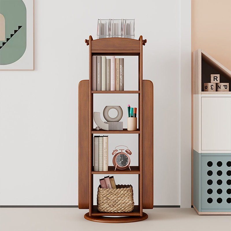 Walnut Modern Solid wood rotating bookshelf, Walnut