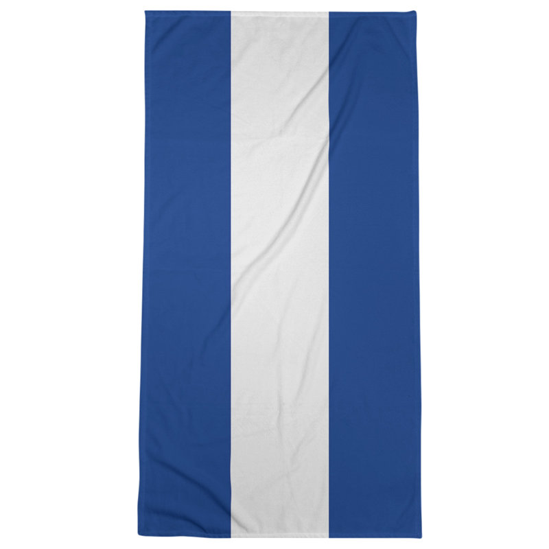 Cotton Blend Beach Towel, Light Blue/White