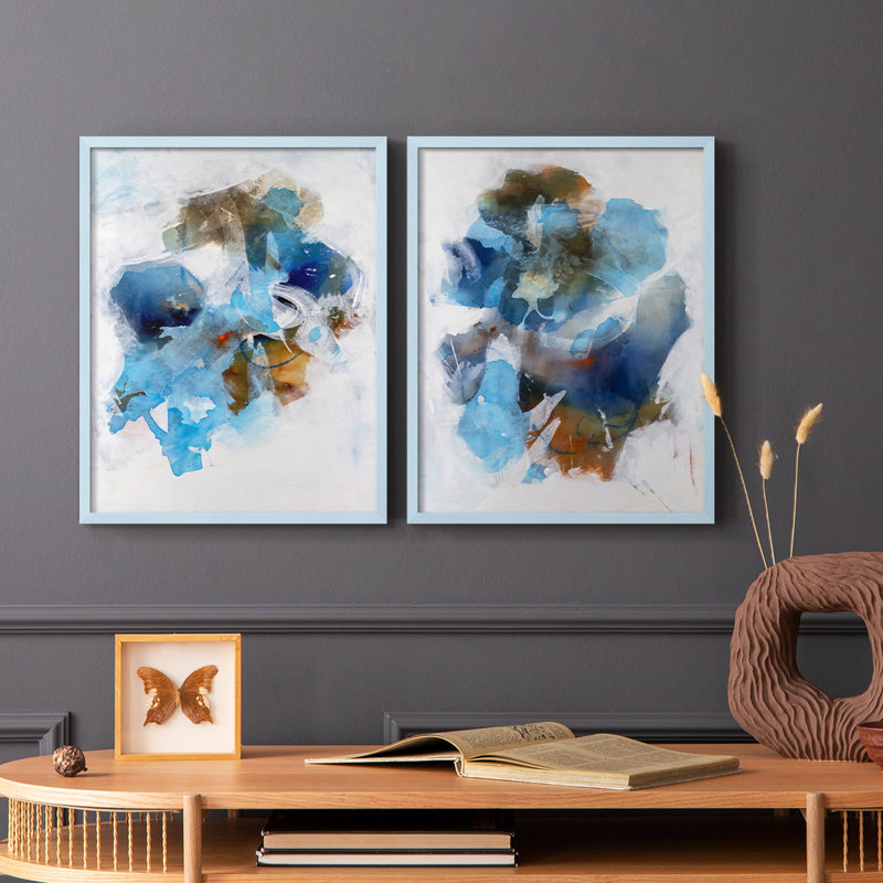Impression encadrée «Misty Blue I-Premium» - prête à être accrochée - aucun clou requis - aucun clou requis, Bleu