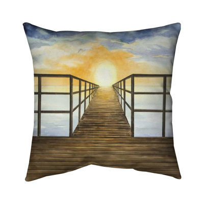Sunset in the sea - 18"x18" Outdoors Throw pillow - Spun poly - Print on demand
