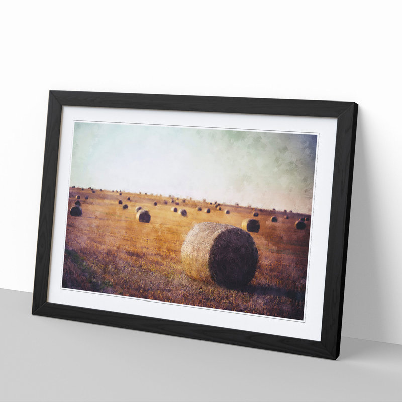 Hay Bales - Picture Frame Graphic Art, Black Framed, 36cm H x 48cm W x 2cm D