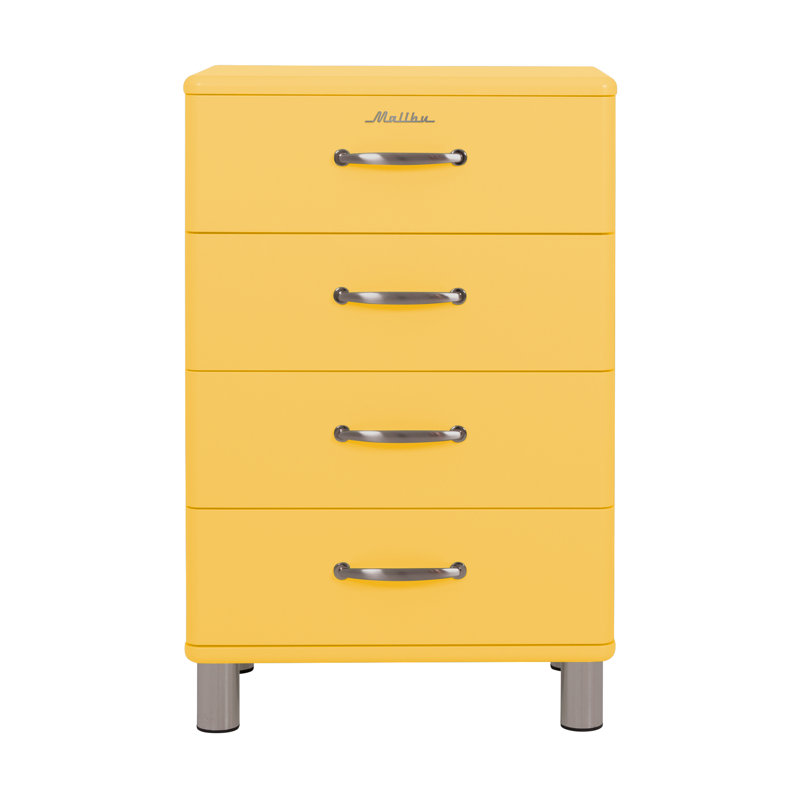 Commode 4 tiroirs Malibu, Jaune
