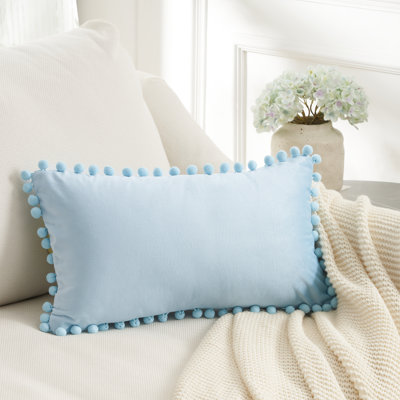 Pom Pom Velvet Pom Pom Velvet Lumbar Pillow Cover