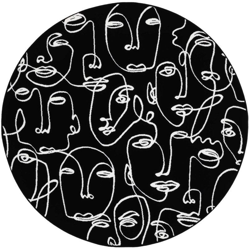 Tiago Abstract Area Rug, Round 160cm