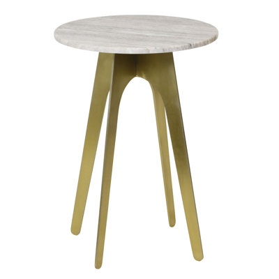 Round Side Table - Morchina Stone Top - Antique Brass Metal Base