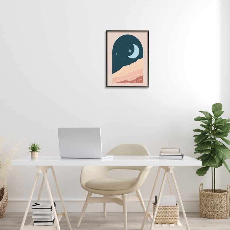 Rocky Night Dunes Constellated, H 16 po x l 16 po x P 1,5 po, Giclée encadrée noir minuit