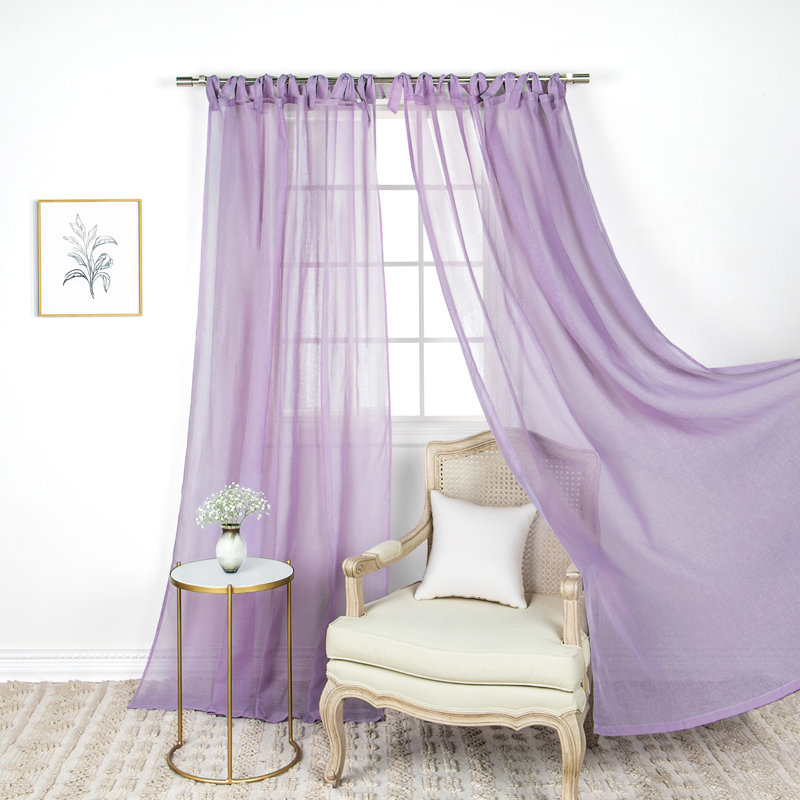 Elyse One Allium Way® Solid Semi-Sheer Tab Top Curtain Panels, Lilac, 52" W x 96" L