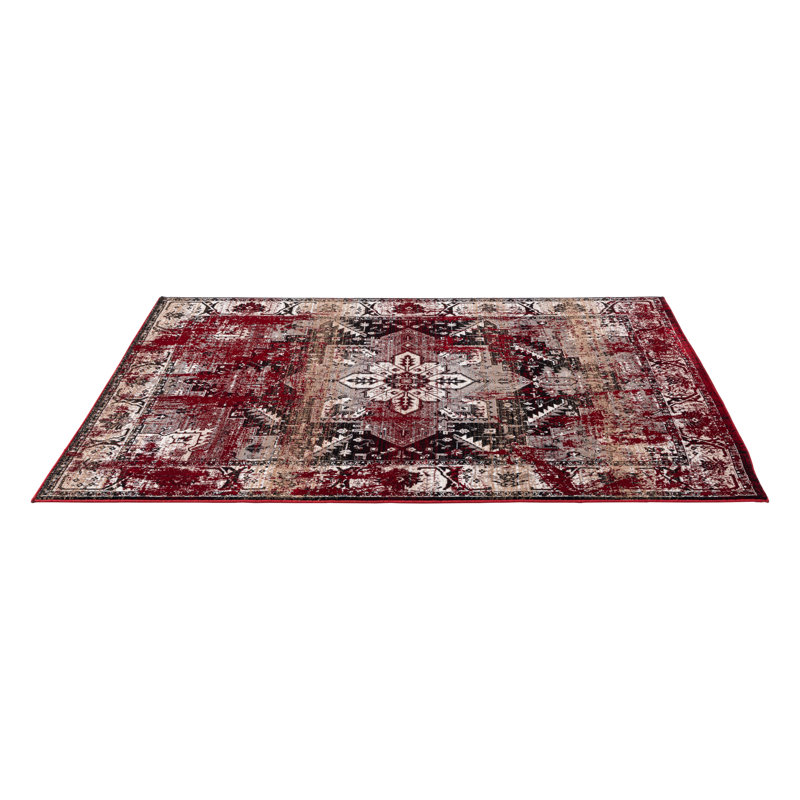 Floral Flatweave Area Rug, Rectangle 160 x 230 cm, Red