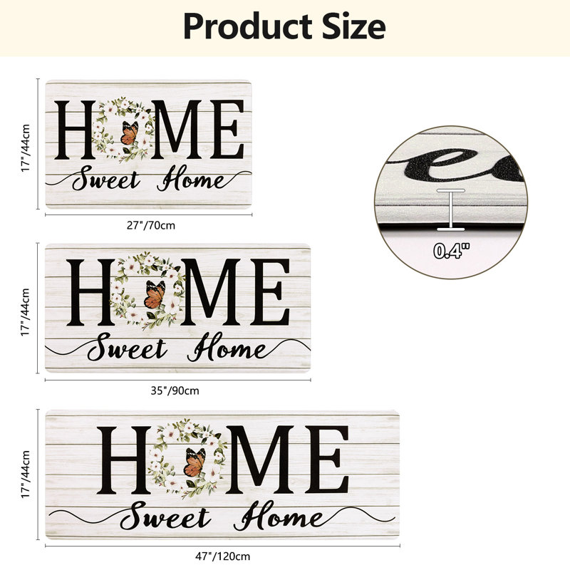 Ensemble de 3 tapis de cuisine Farmhouse, Blanc