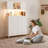 12 Drawer Fabric Dresser with LED Lights, Power Outlet & Open Shelves, Wood Top Metal Frame-173826314