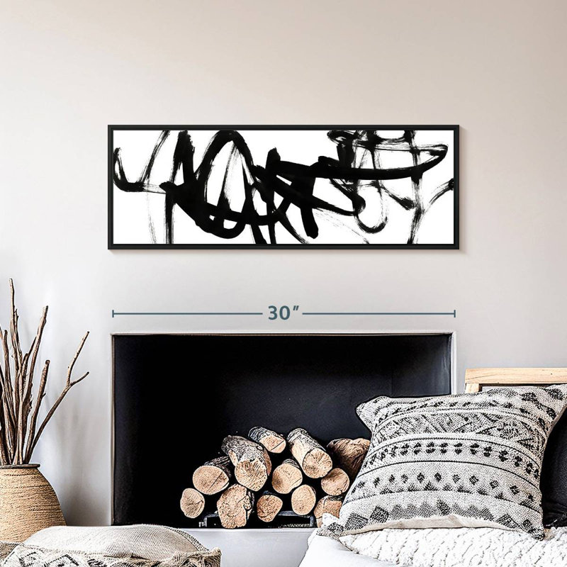 Blanc à noir Willmar V, Cadre flottant noir, 31 po x 11 po