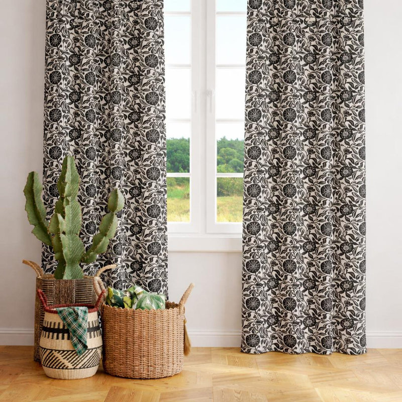 Rideaux modernes noirs modernes Mid-Century, L 50 po x L 96 po