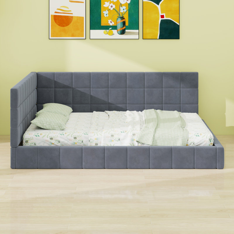 Upholstered Daybed/Sofa Bed Frame, Gray