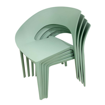Polypropylene Single-Side Chair - One-Piece Design for Indoor & Outdoor Use,suitable for living rooms, dining rooms, gardens, terraces and other scenarios  (Set of 4)