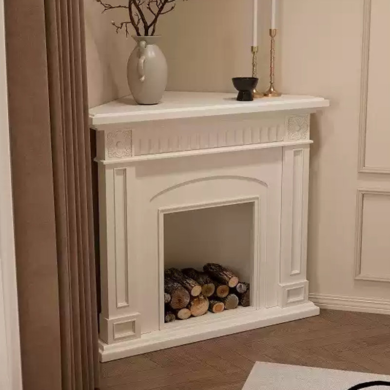 Foyer autoportant en bois massif beige