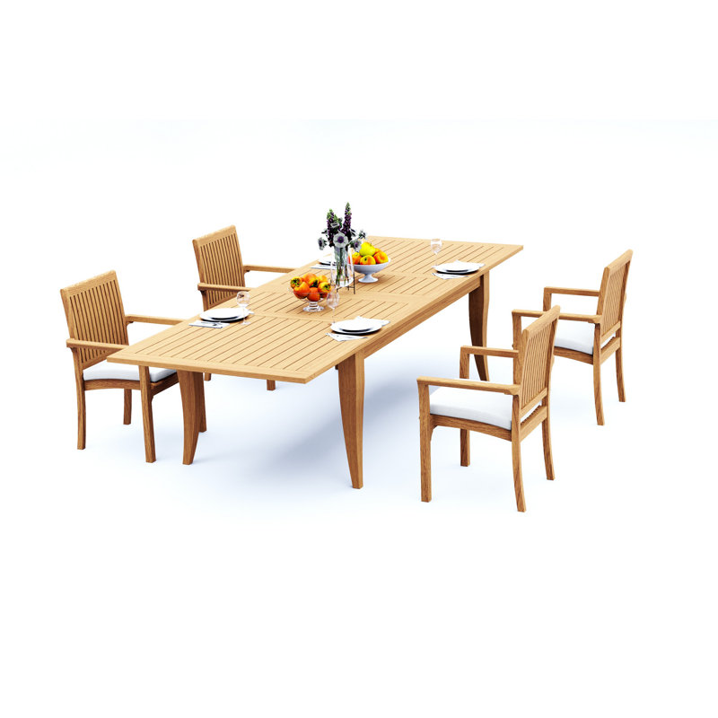 Lua Teak Wood Patio Dining Set with, 4
