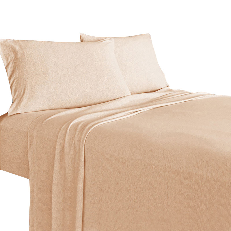 Blush Queen Cotton Jersey Knit Sheet Set with Pillowcases