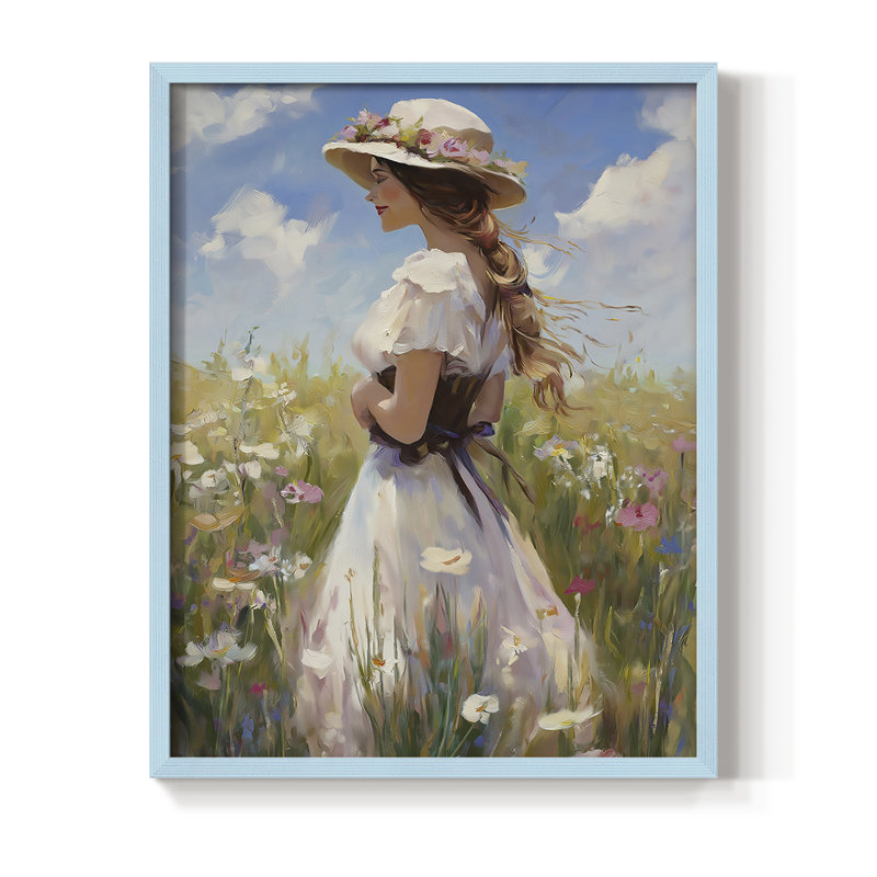 Reproduction encadrée WOMEN Series CCXCI - bois massif, H 30 po x l 24 po, Bleu