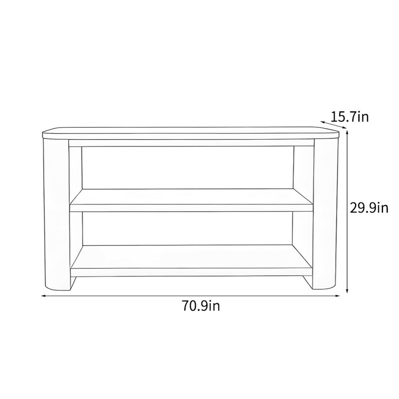 Console simple de style français, H 29,9 po x l 70,9 po x P 15,7 po, Bois naturel