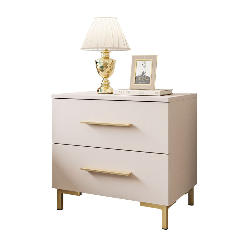 Aatikun Kashmir Bedside Table with LED Lighting, Cashmere/Gold