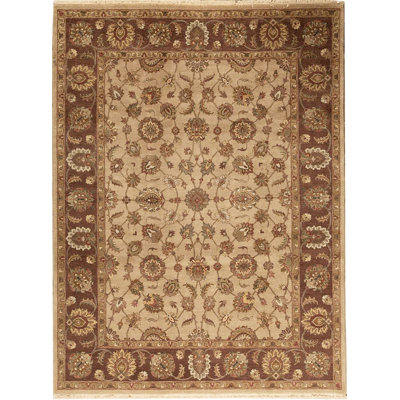 Tapis beige et brun noué à la main de haute qualité