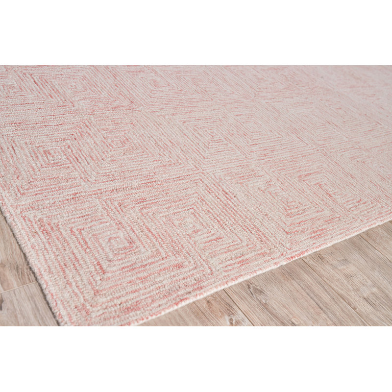 Caprice Geometric Handmade Tufted Area Rug, Rectangle 12' x 15', Ivory/Pink