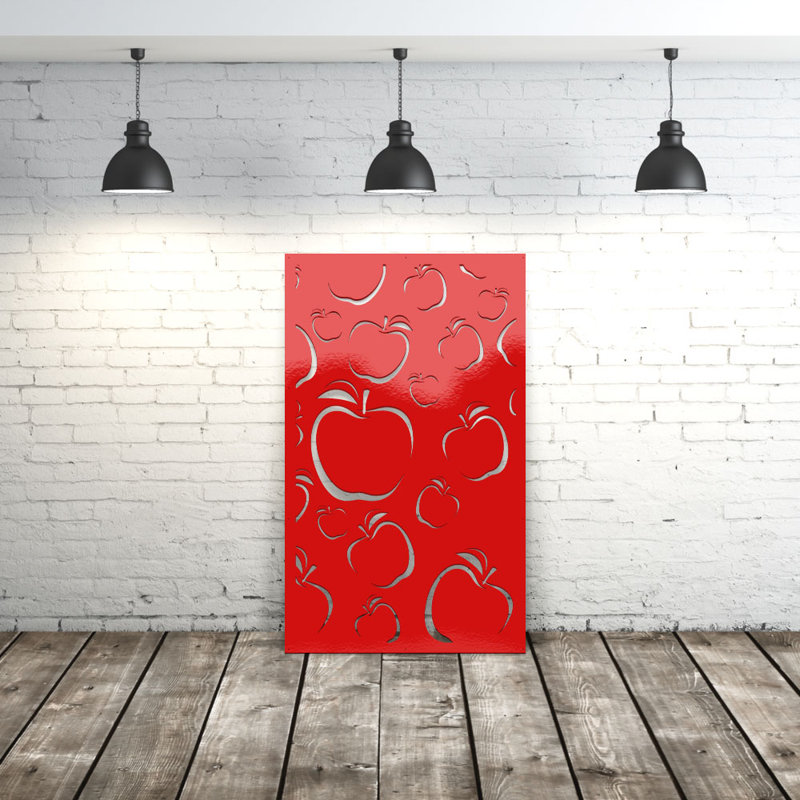 Panneau d'intimité en aluminium découpé au laser Apple - Art mural extérieur thermolaqué en métal, paravent décoratif